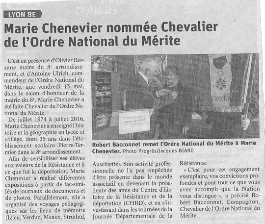 Marie CHENEVIER Chevalier de l'Ordre National du Mérite